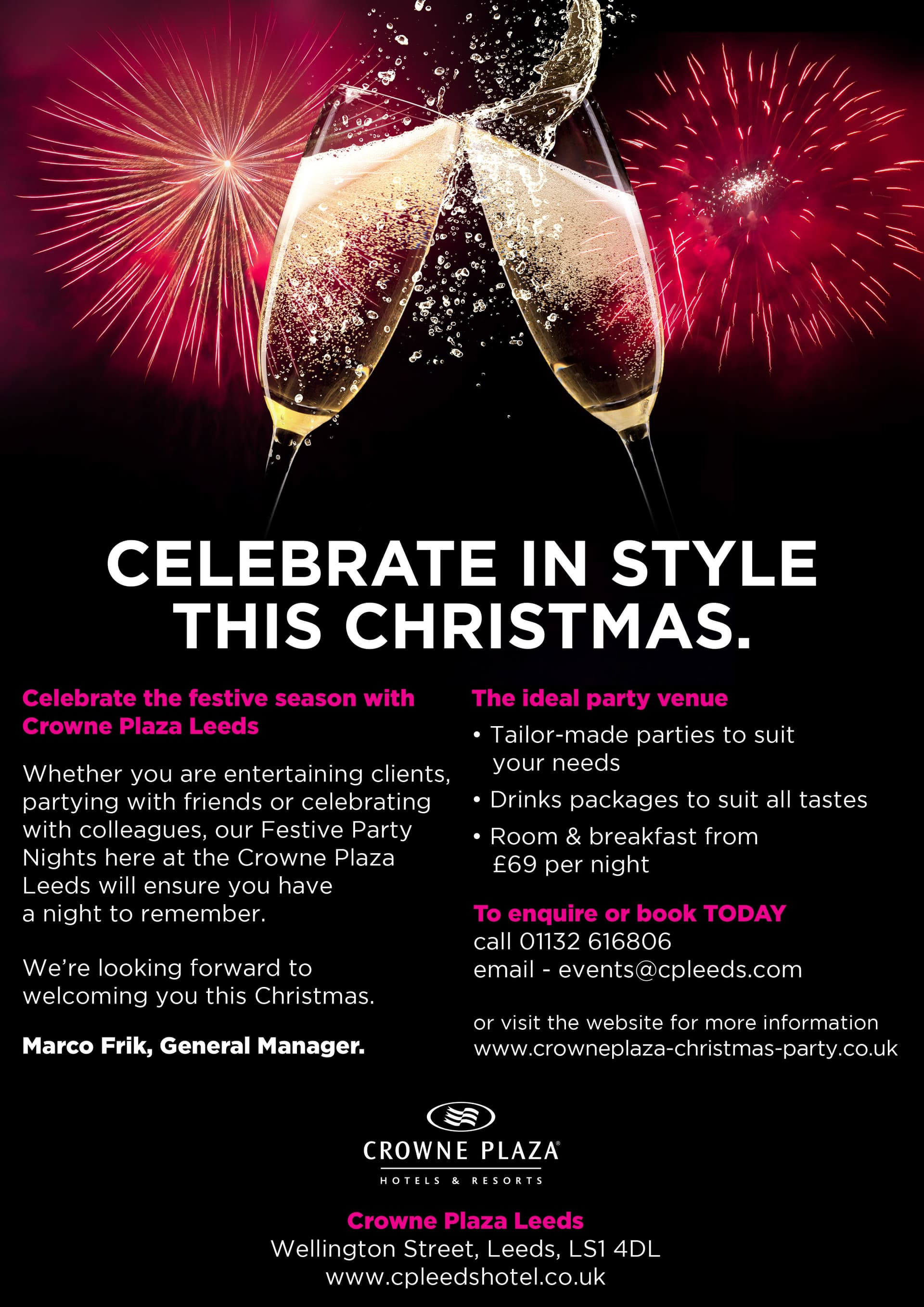 Crowne Plaza Leeds Christmas A4 poster