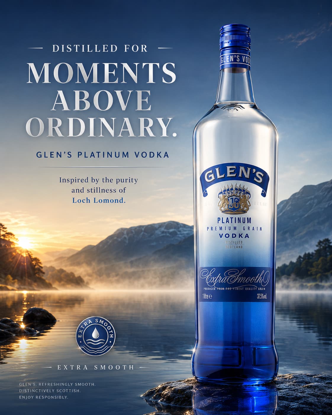 Glen's Vodka Loch Lomond campaign landscape advert