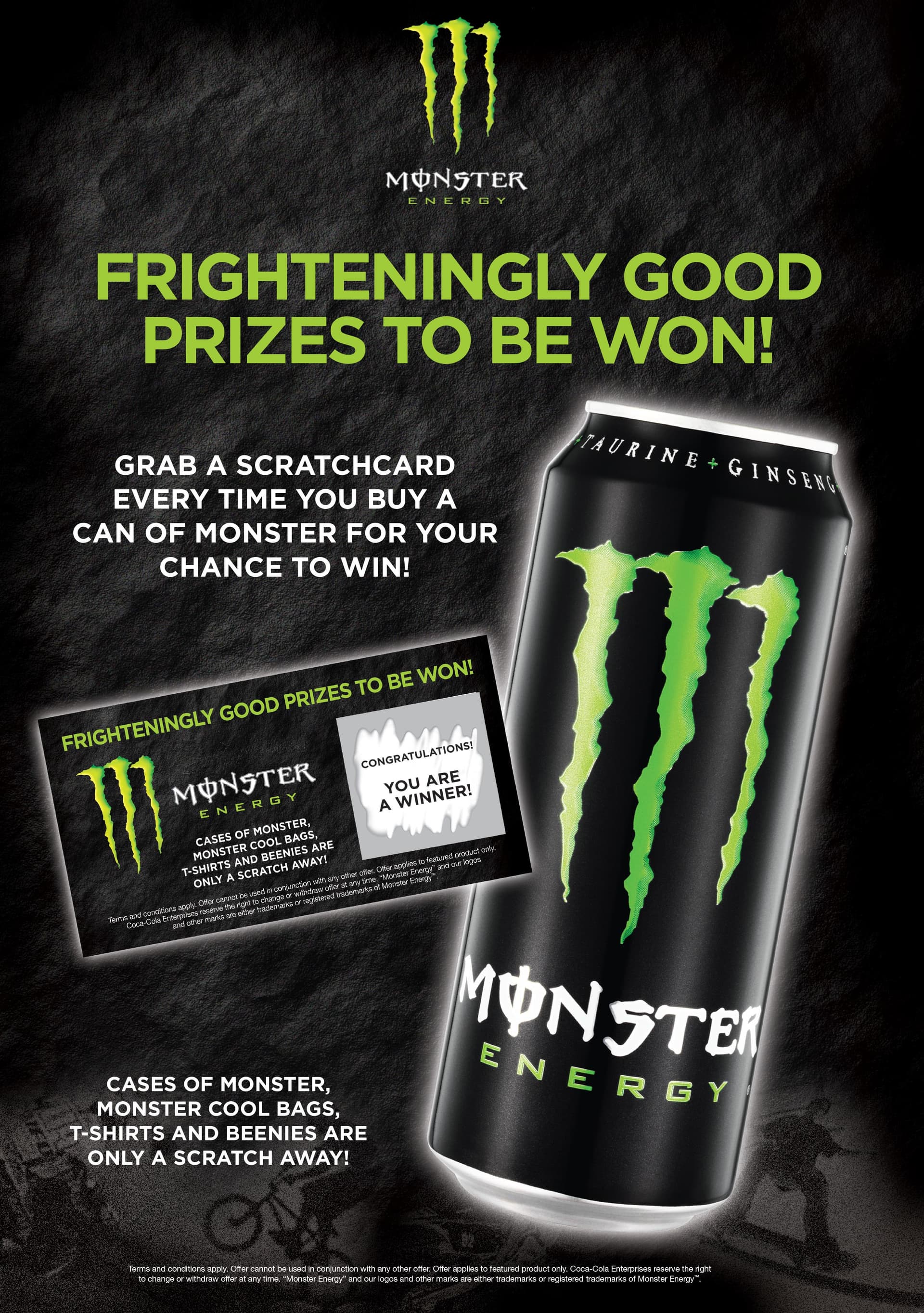 Monster Energy can scratchcard promo A4 artwork