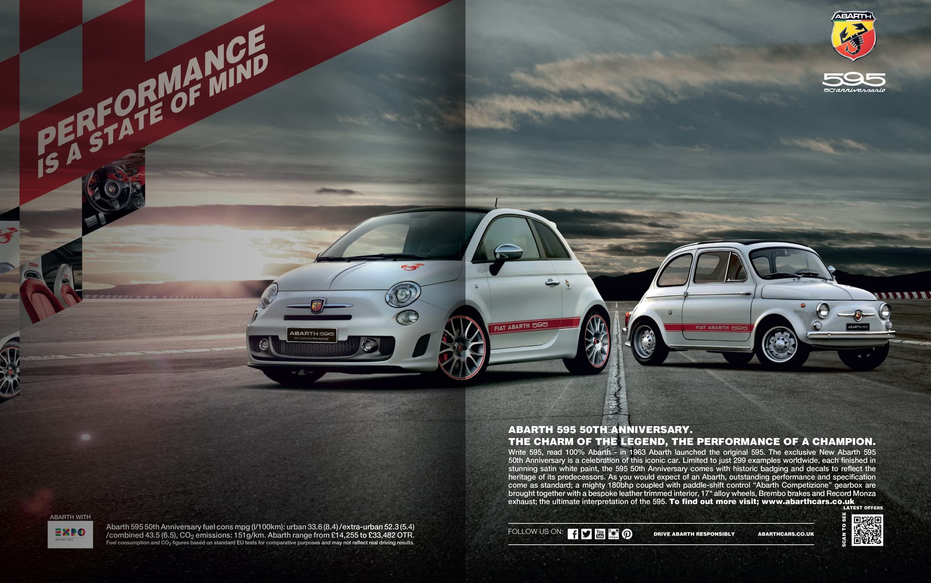 Abarth motorsport double-page spread campaign advert