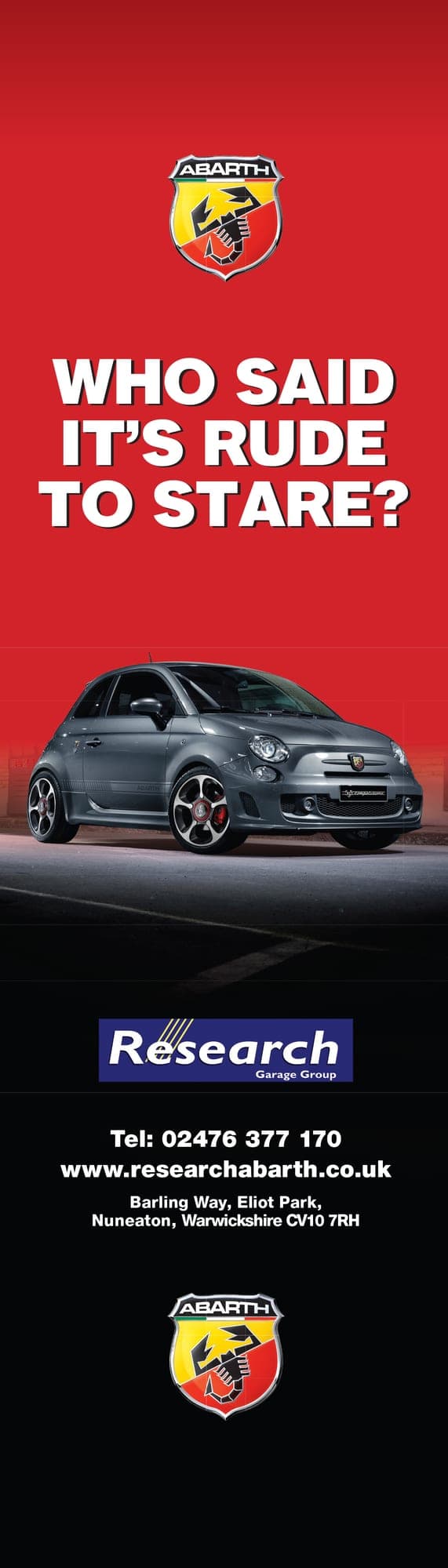 Abarth petrol pump nozzle point-of-sale artwork