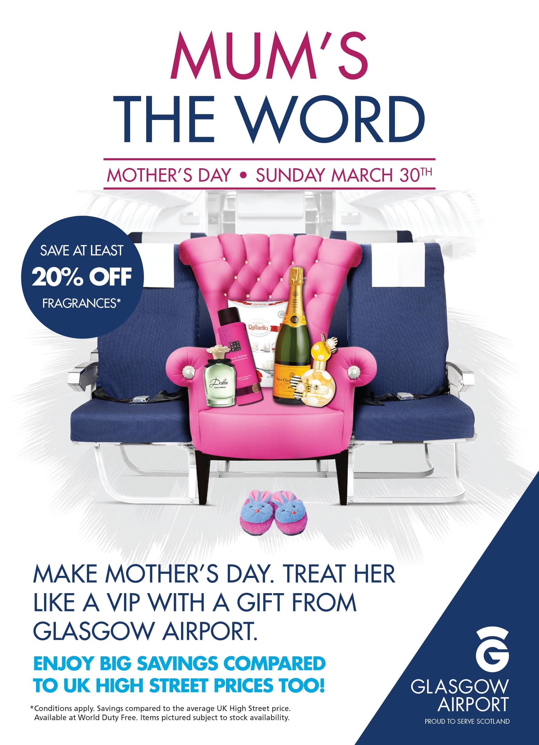 Glasgow Airport Mother's Day campaign screen v1
