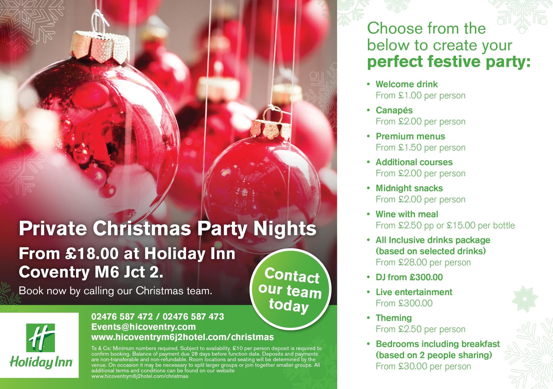 Holiday Inn Coventry Christmas A5 flyer