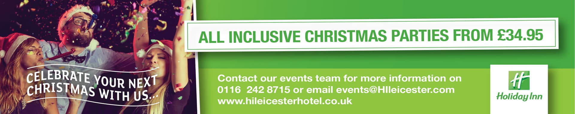 Holiday Inn Leicester external Christmas banner