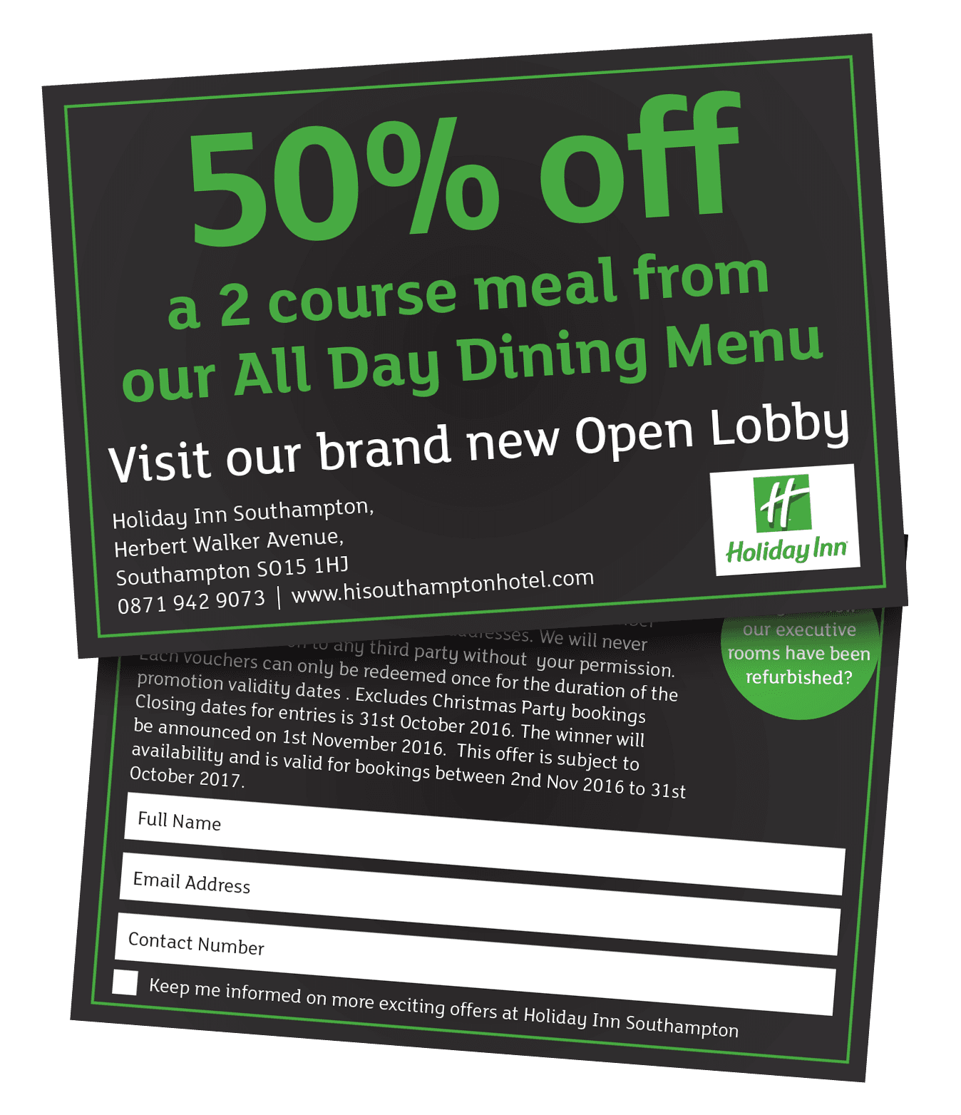 Holiday Inn promotional vouchers design