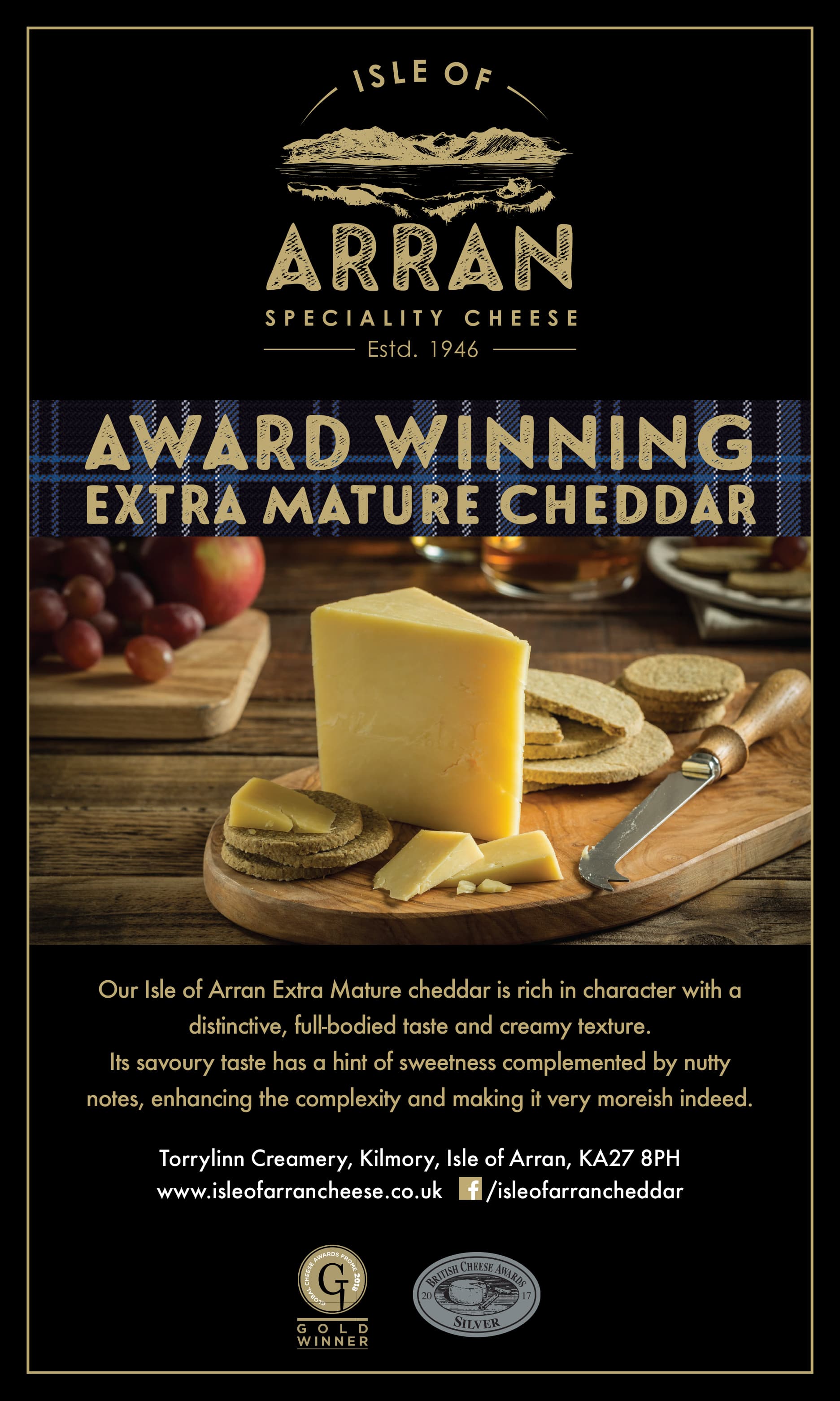 Isle of Arran Cheddar display board
