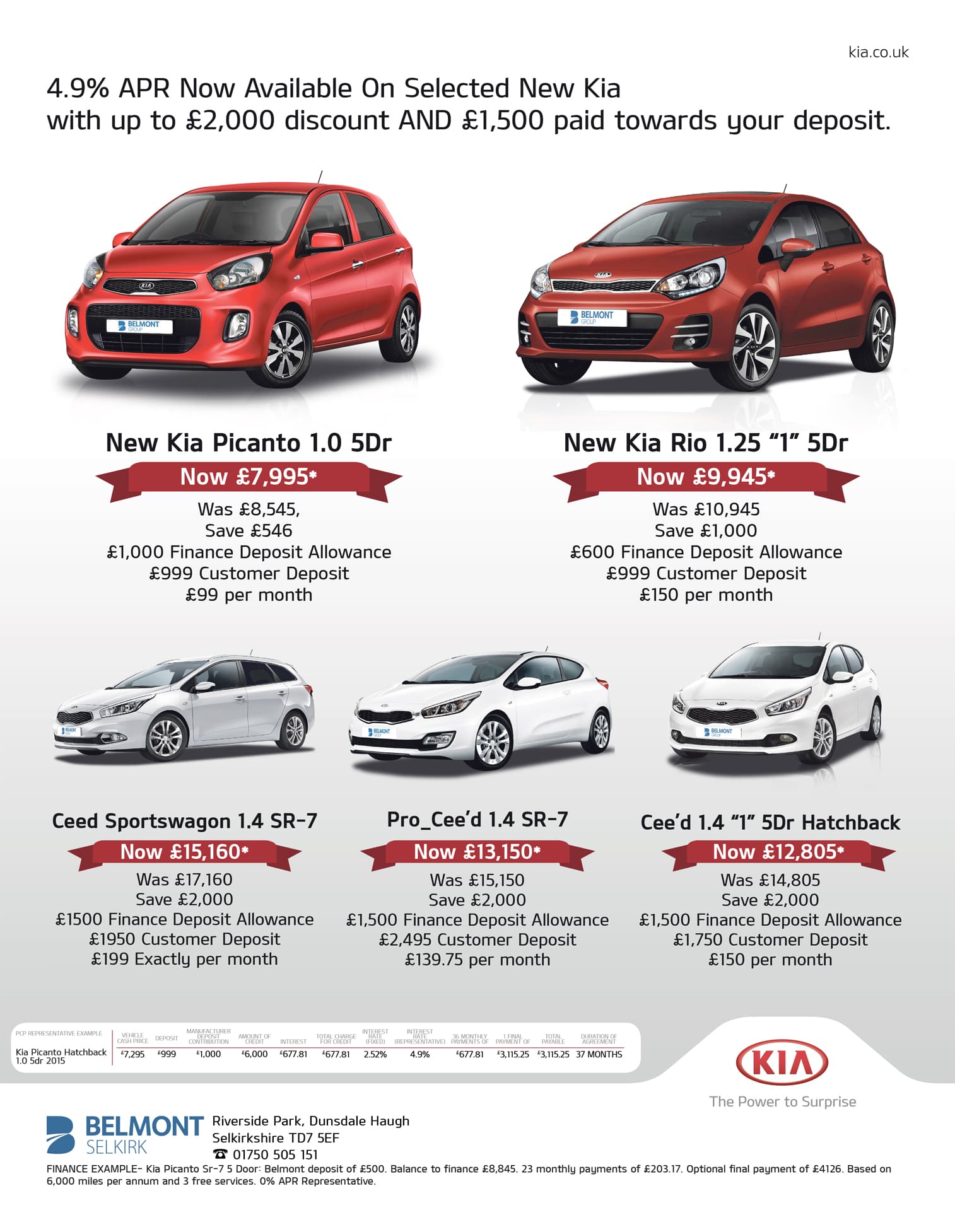 Belmont Kia Selkirk Southern Reporter full-page advert