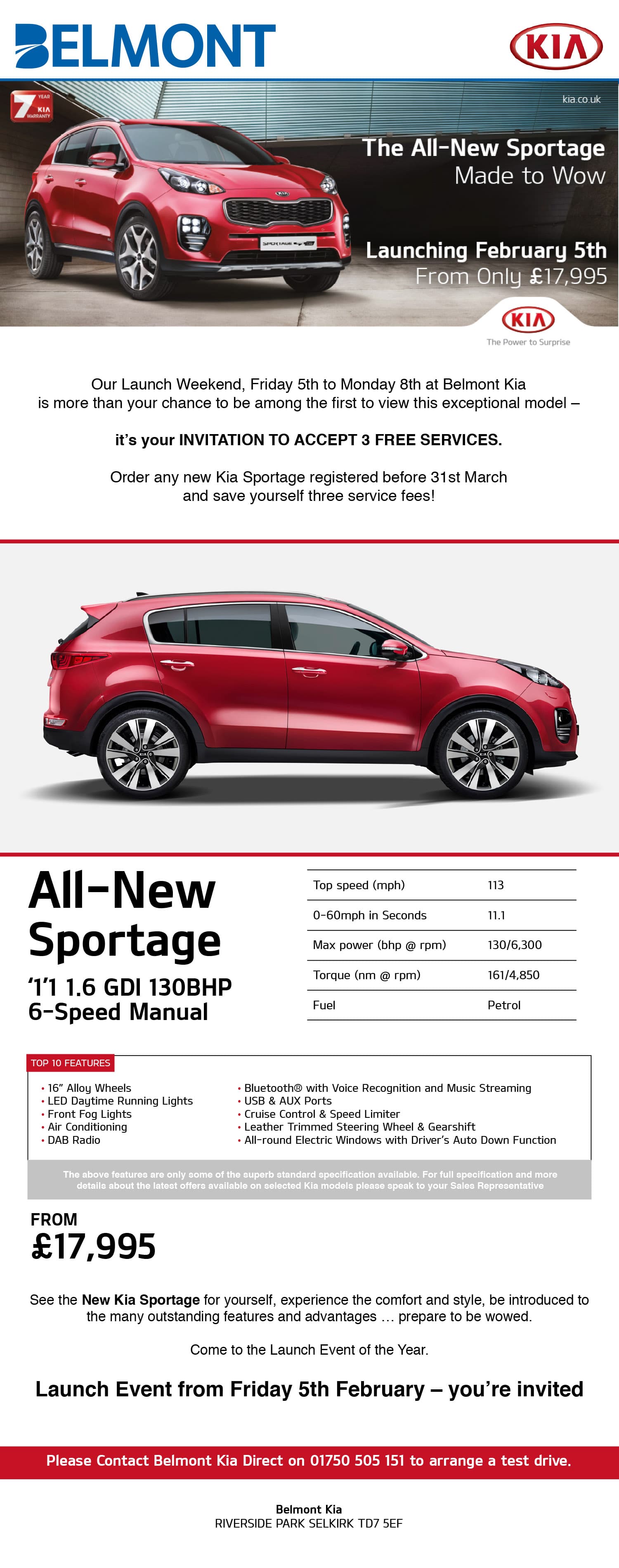 Kia Sportage email newsletter Selkirk