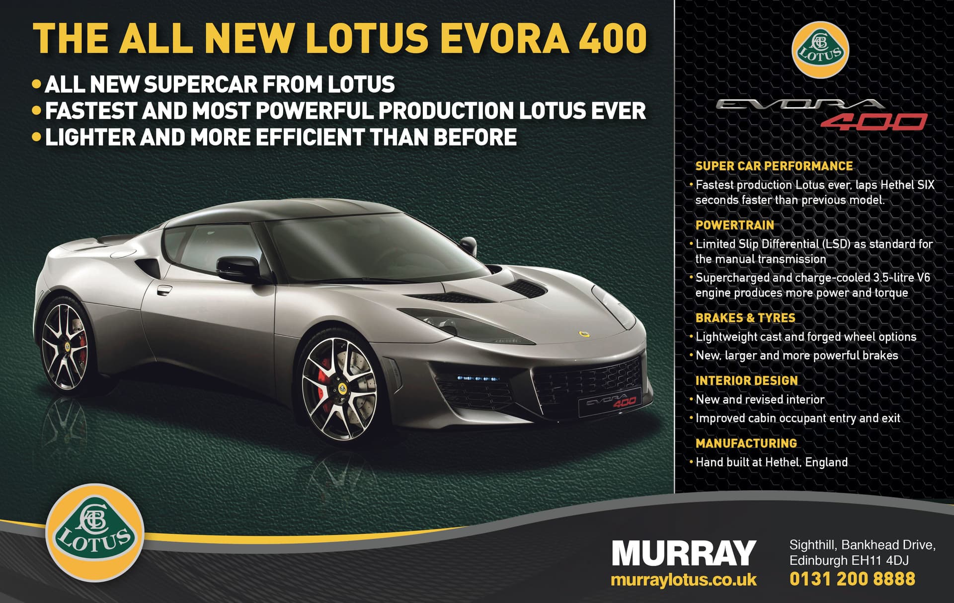 Lotus Evora 400 half-page press advert