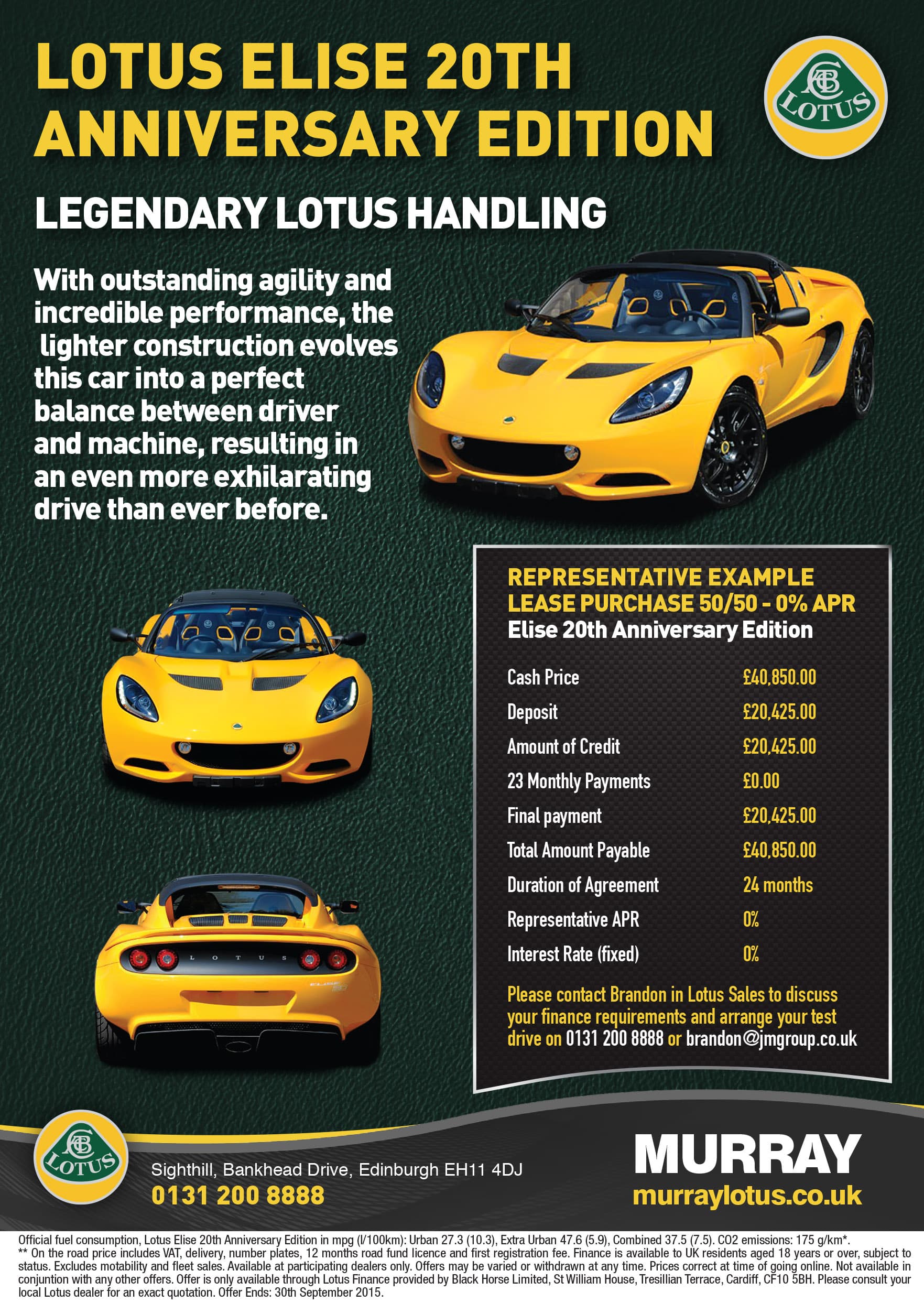 Murray Lotus Faster Scotland advert Elise 20th anniversary