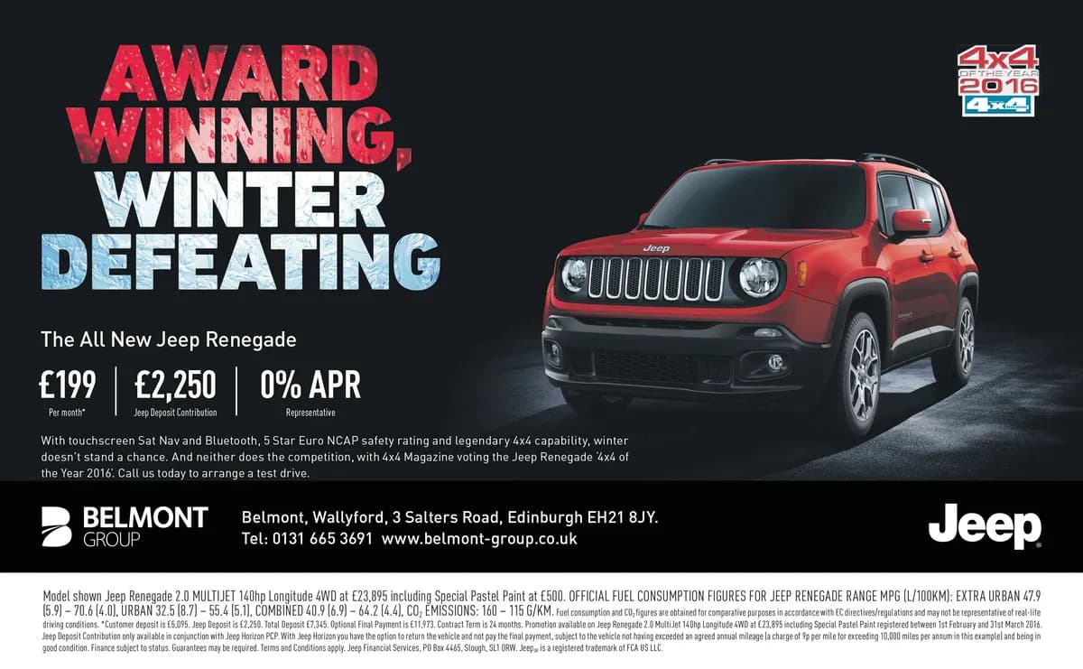 Jeep Belmont dealership promotional advert