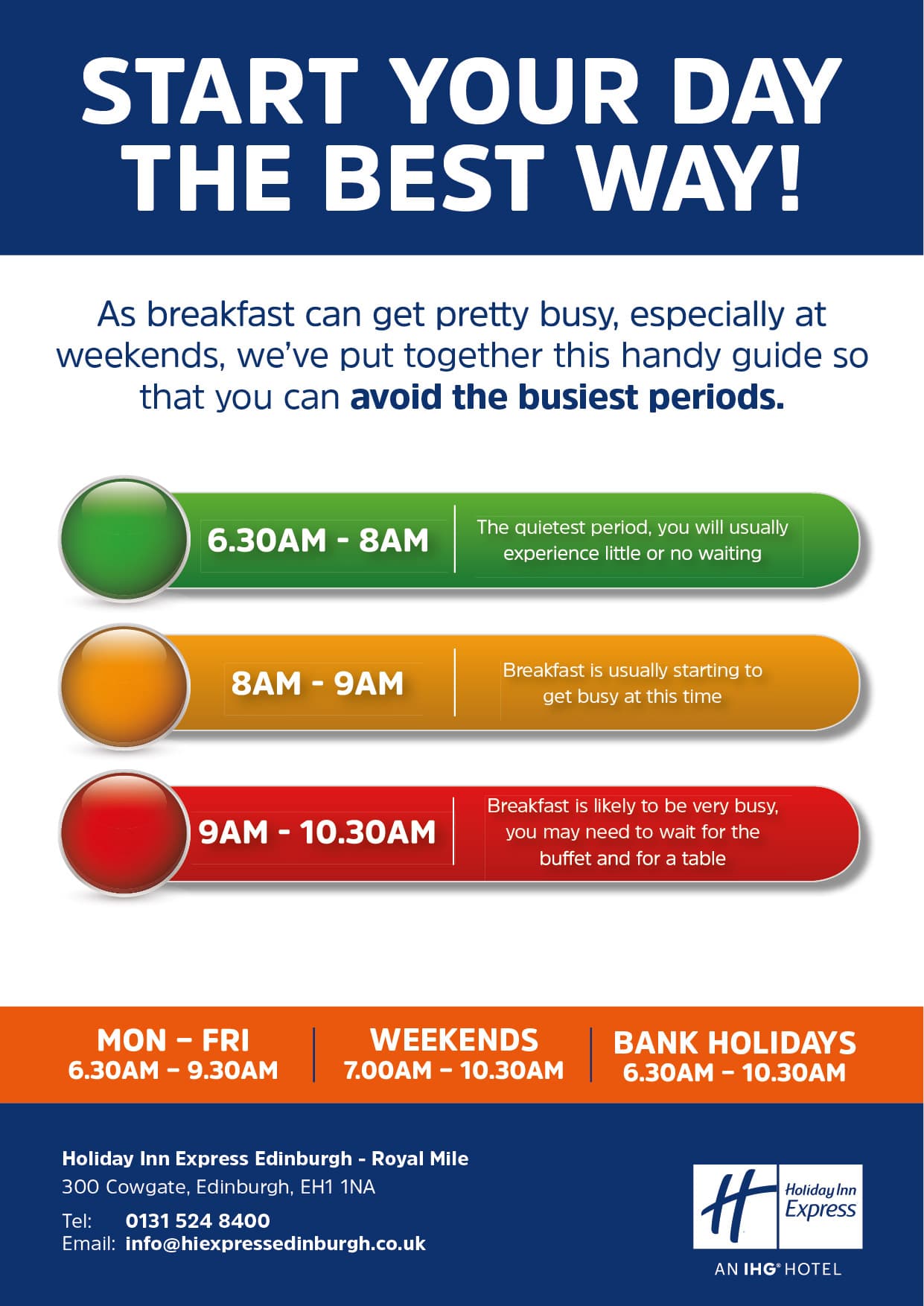 Holiday Inn Express breakfast traffic lights poster