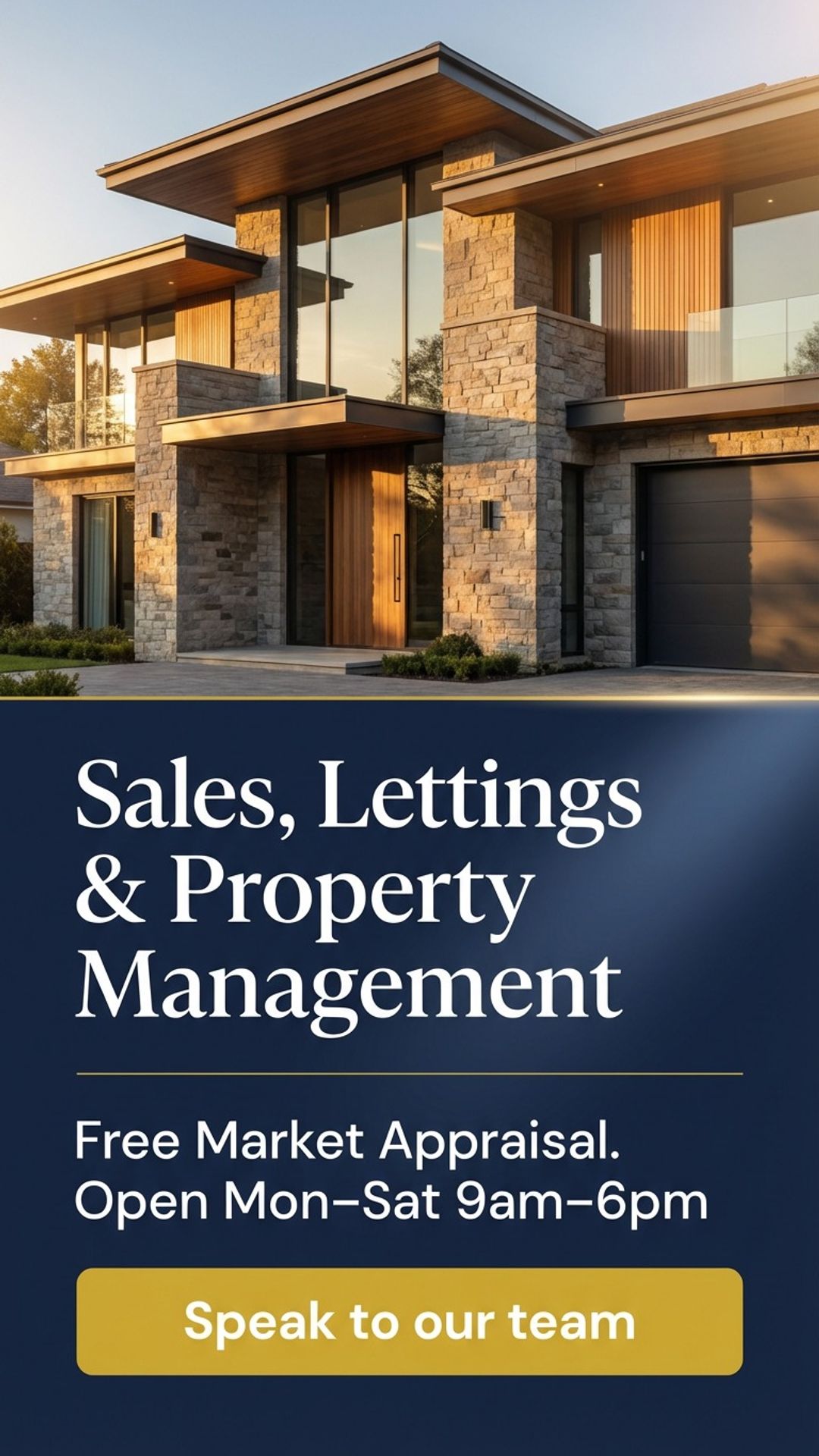 digital opening hours screen showing estate agent design