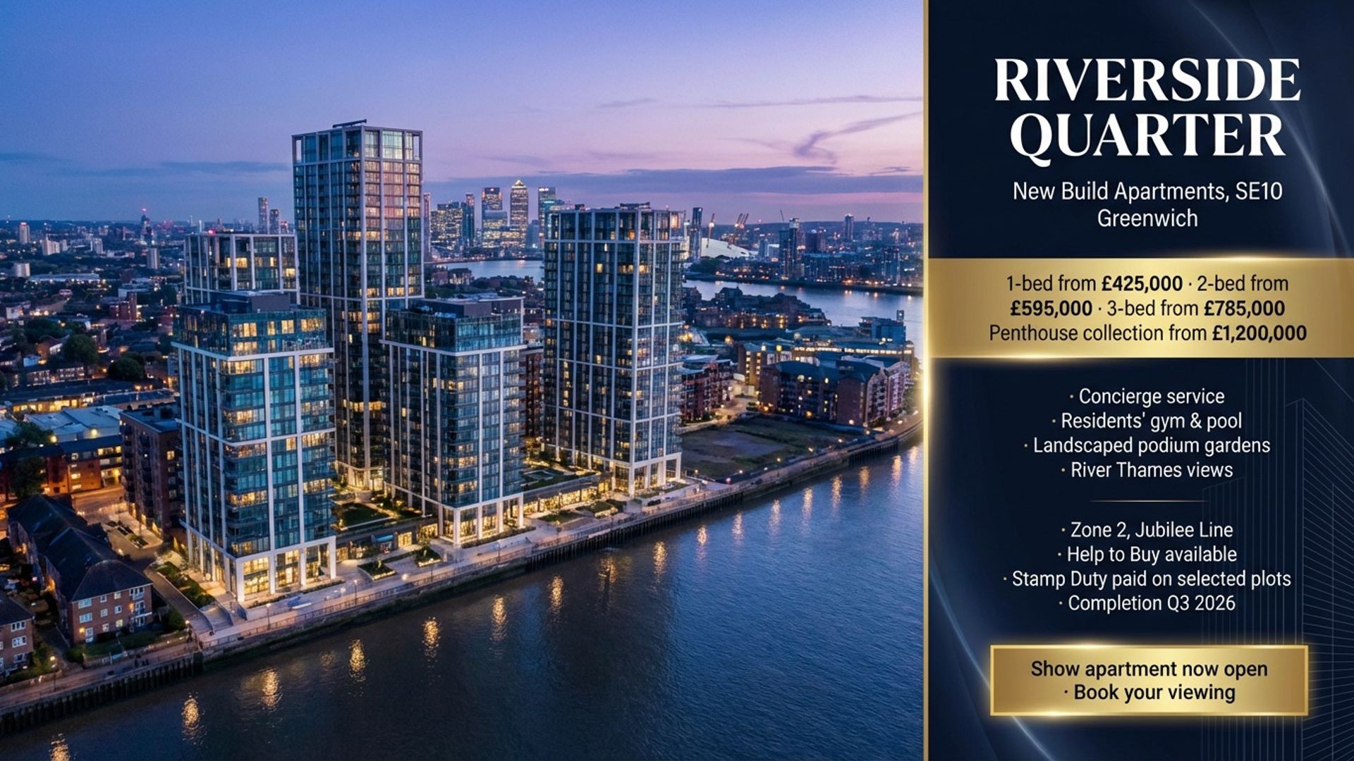 digital property listing screen showing new development design