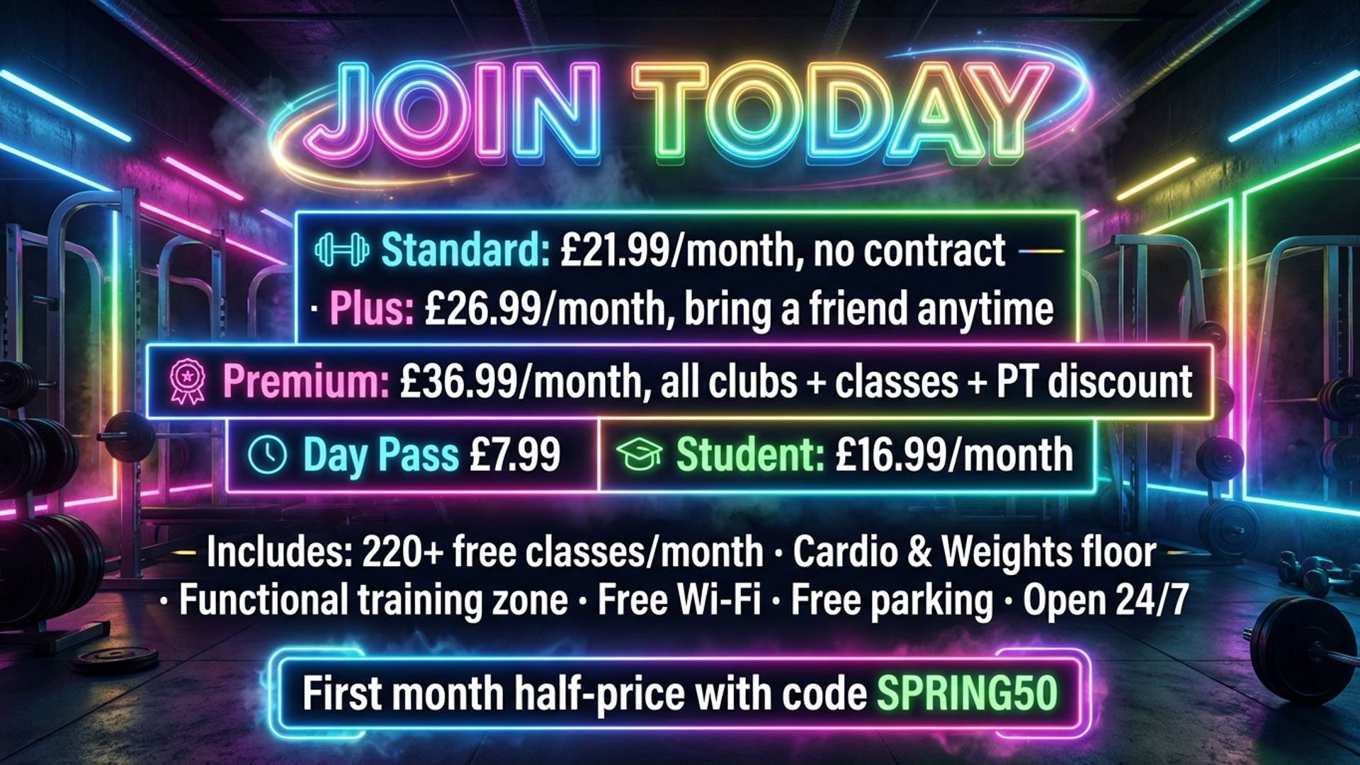 digital service screen showing gym membership services design