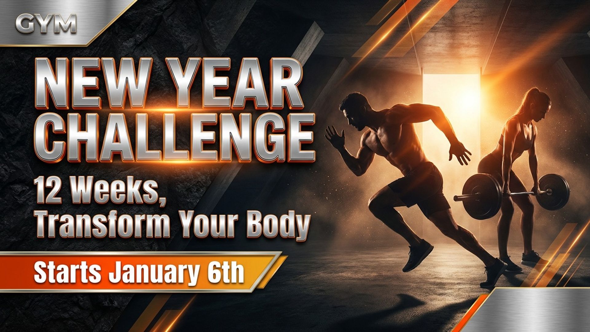 digital promo screen showing new year challenge promotion design
