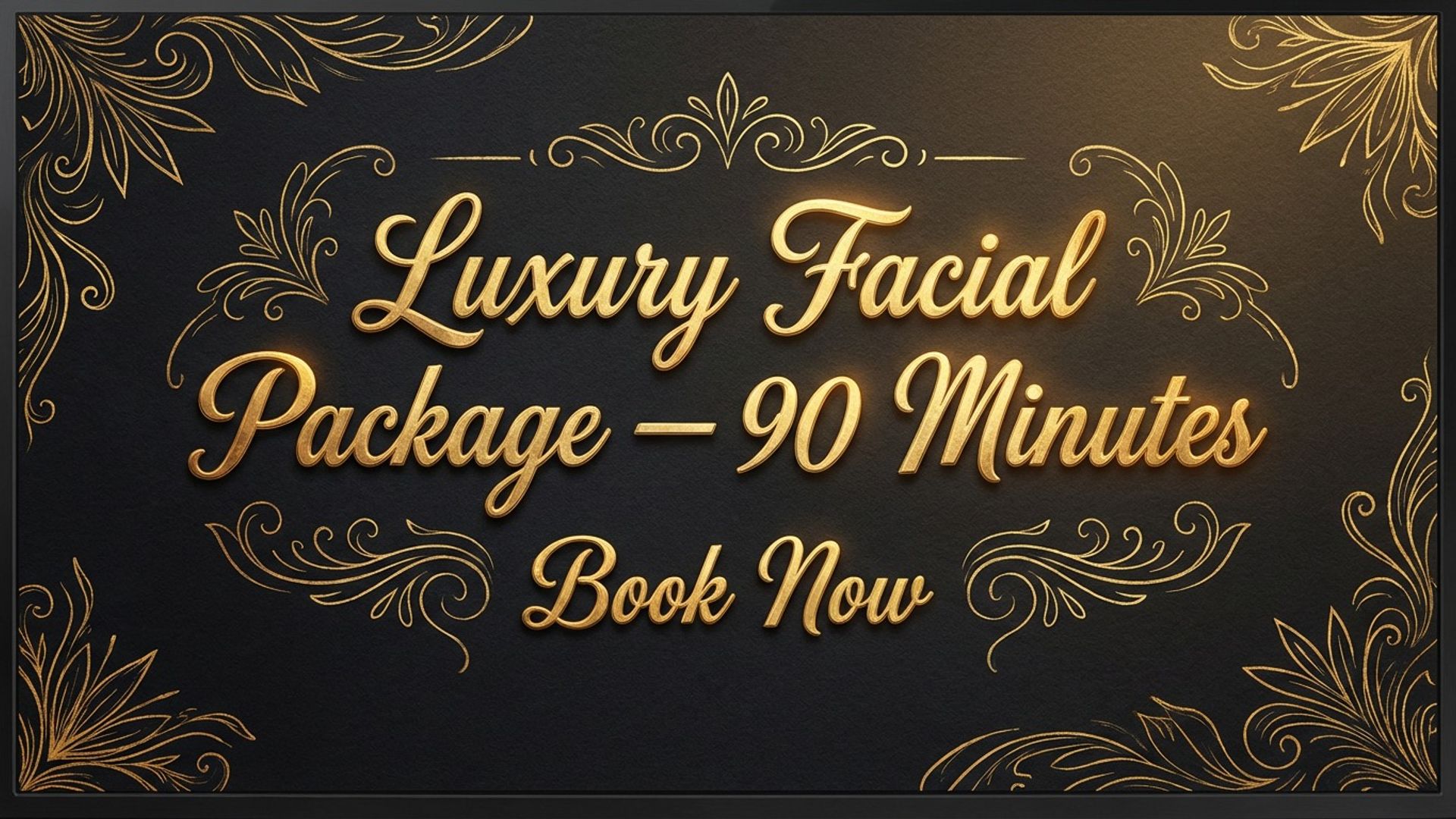 digital service screen showing gold foil spa services design