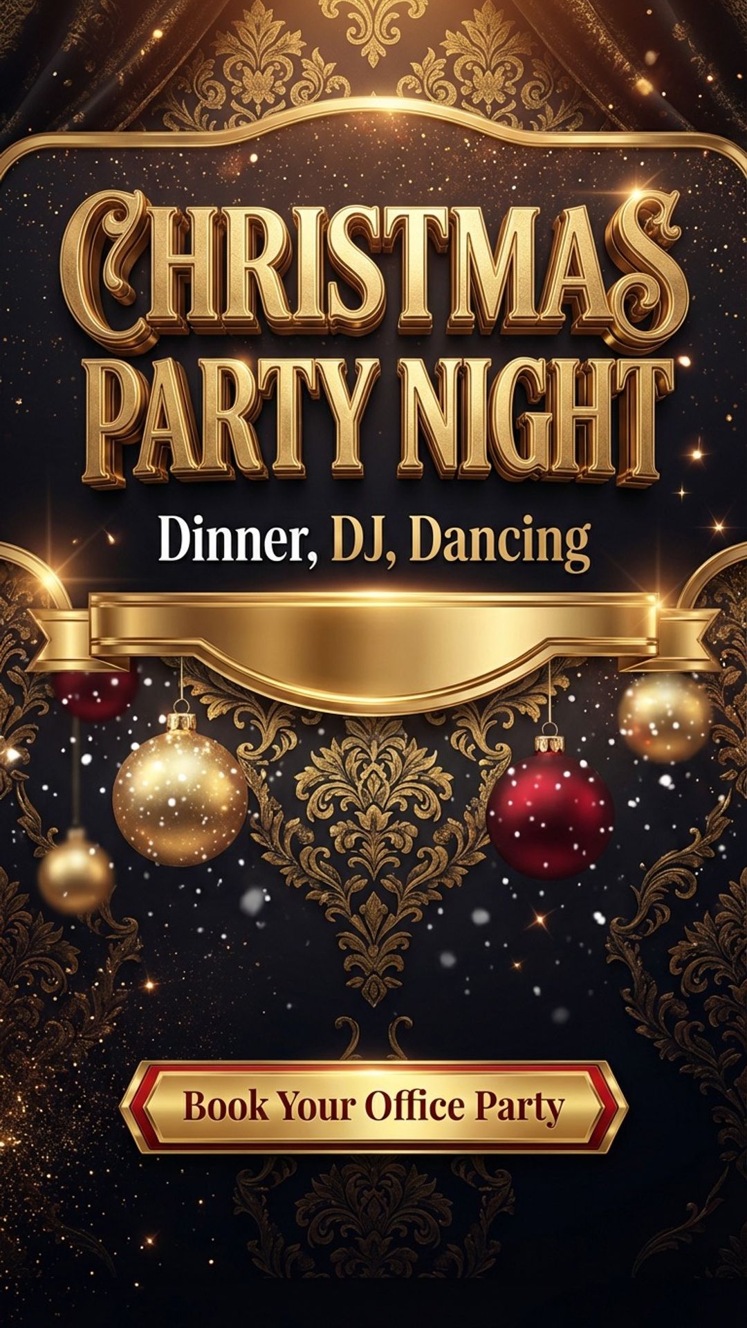 digital event screen showing christmas party event design