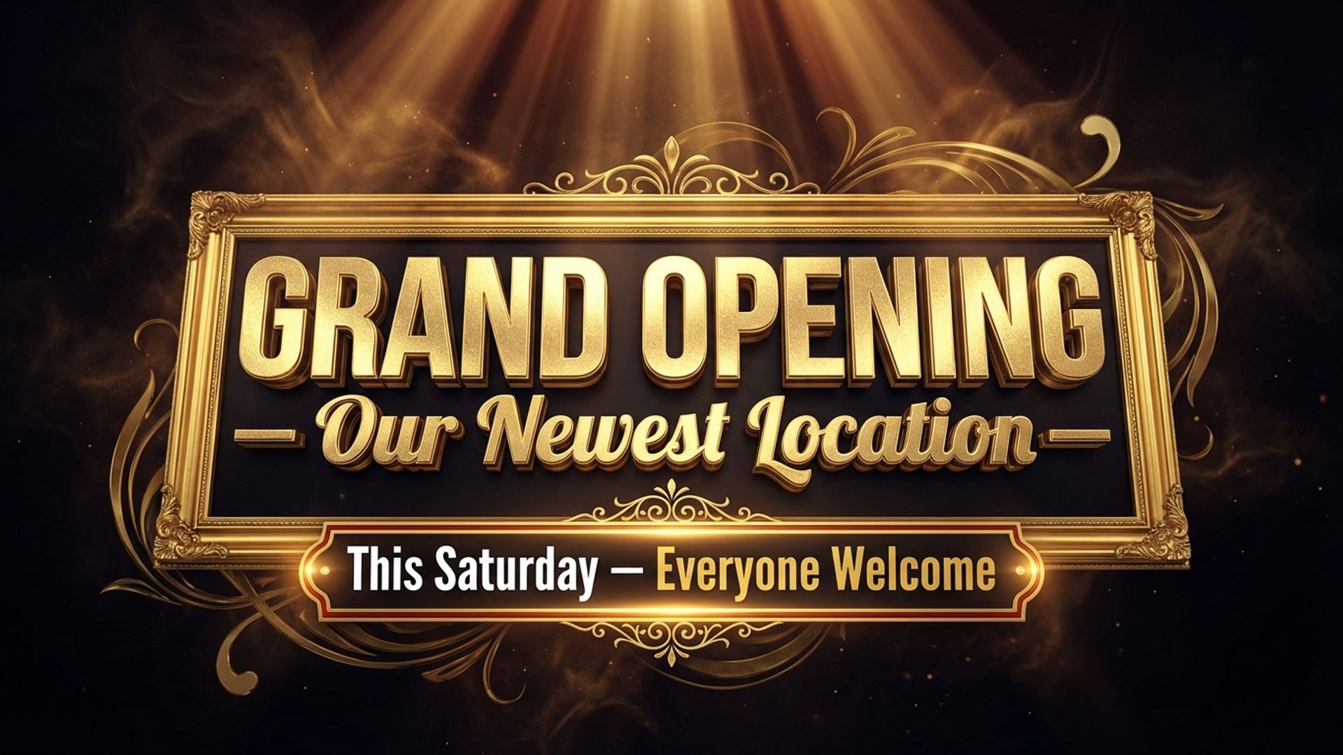 digital event screen showing grand opening event design